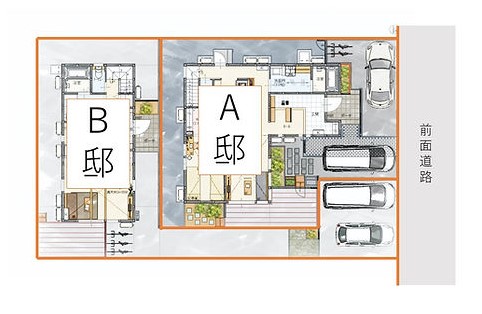 旗竿タイプの駐車場