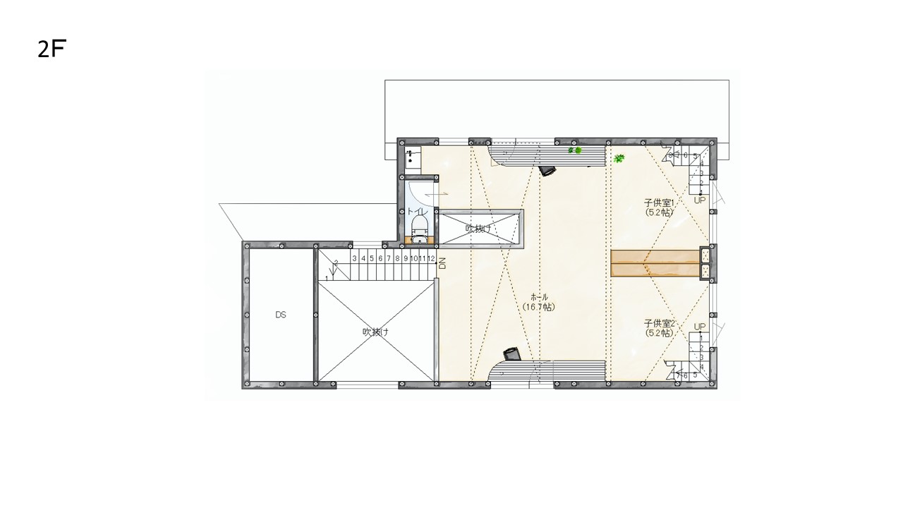 子育てしやすい2階建て間取りの快適なプライベート空間（間取り図）