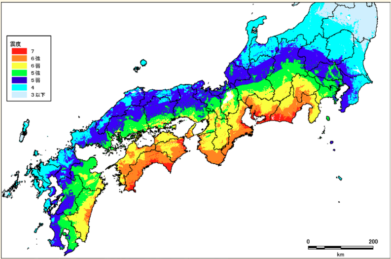 南海トラフ地震で想定される震度や津波の高さ（画像引用元：気象庁）