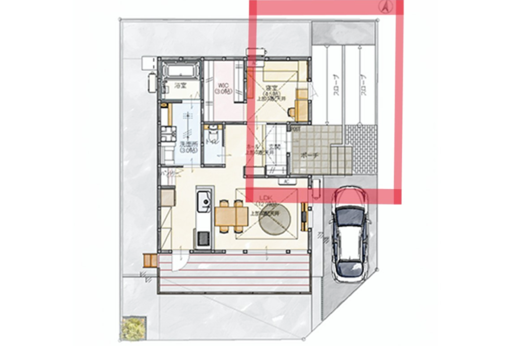 「平屋+スロープ」の間取り図