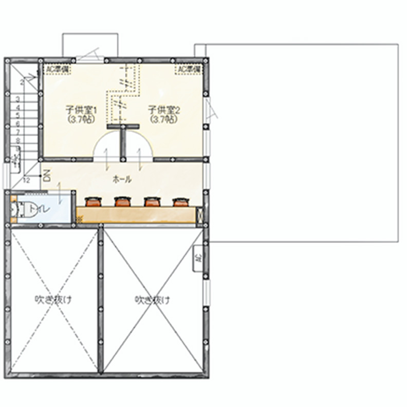 「平屋+ロフト」のロフト間取り図