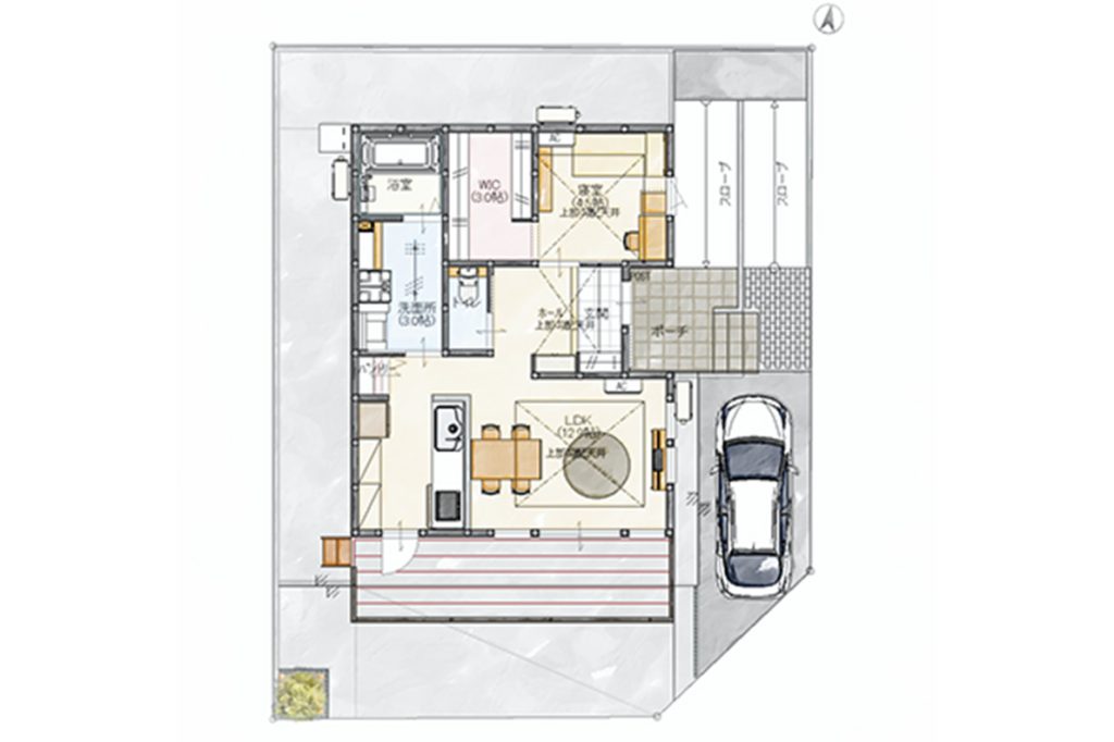 三都の森の「スロープ」があるバリアフリーデザインの間取り図